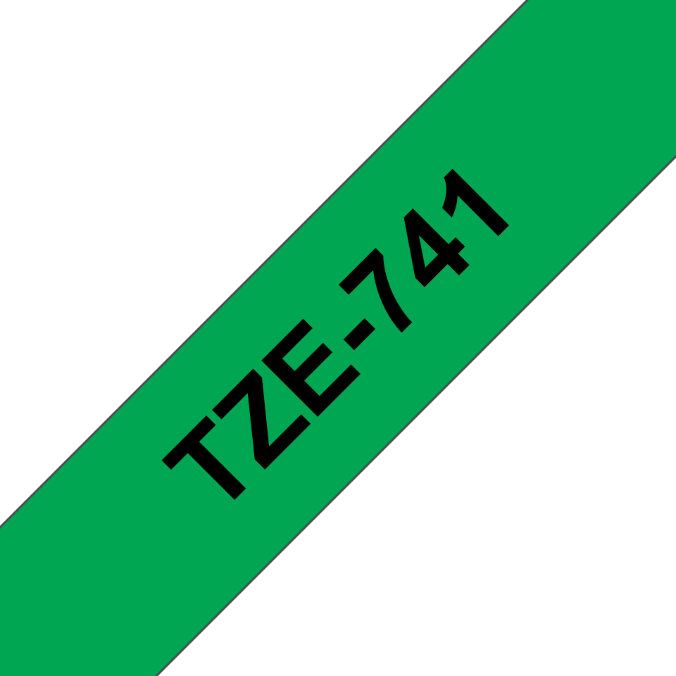 Brother TZe-741 18mm x 8m Black on Green Tape Brother — view 2