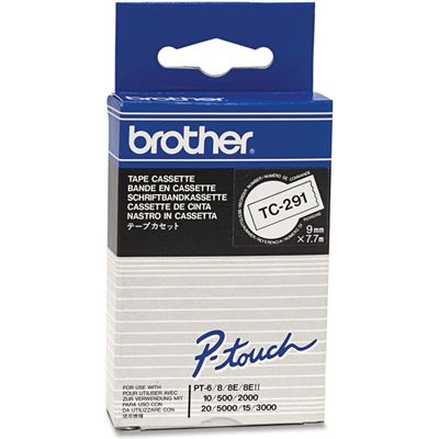 Brother TC-291 9mm x 8m Black on White Label Tape Brother — view 2