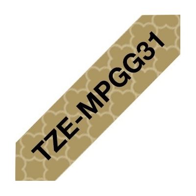 Brother TZe-MPGG31 12mm x 4m Black on Gold Geometric Tape Brother — view 2