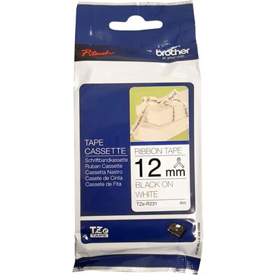 Brother TZe-R231 12mm x 4m Black on White Ribbon Tape Brother — view 2