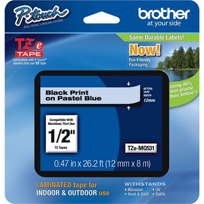 Brother TZe-MQ531 12mm x 4m Black on Pastel Blue Tape Brother — view 2