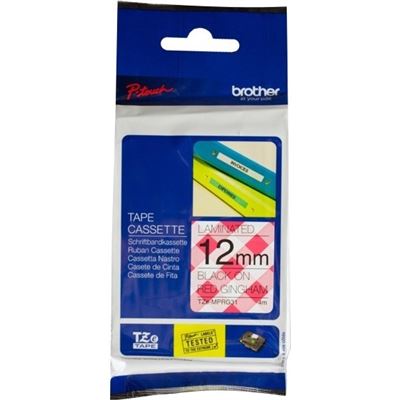 Brother TZe-MPRG31 12mm x 4m Black on Red Gingham Tape Brother — view 2