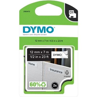 Dymo D1 Blk on Wht 12mmx7m Pk2 Dymo — view 2