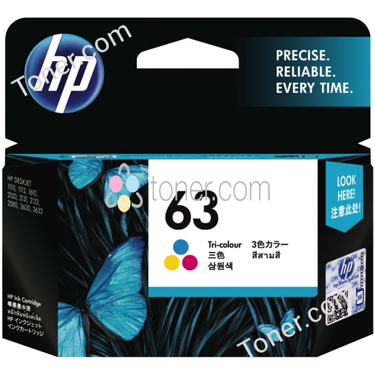 HP #63 Tri Col Ink F6U61AA Contract HP Skus — view 2