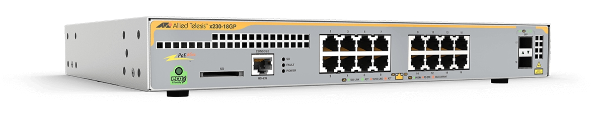 Allied Telesis X230-18GP-40 L2+ Giga Switch, 16X 10/100/1000-T POE+, 2X SFP Ports, 1 X Fixed PSU, Au Power Cord Allied Telesis — view 2